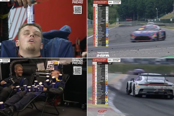 Mechanics fall asleep while racing and colleagues take the opportunity to do their jobs